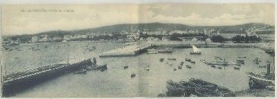 POSTAL ANTIGUA DE CORUÑA. POSTAL DOBLE. VISTA DE LA BAHIA