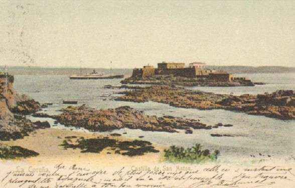 POSTAL ANTIGUA DE LA CORUÑA. CASTILLO DE SAN ANTON.
