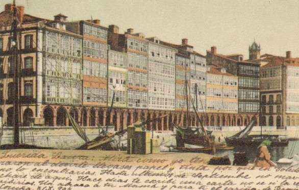 POSTAL ANTIGUA DE LA CORUÑA. MUELLE DEL TEATRO.
