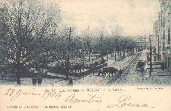 POSTAL ANTIGUA DE LA CORUÑA. Nº 18. MUELLES DE LA ADUANA.