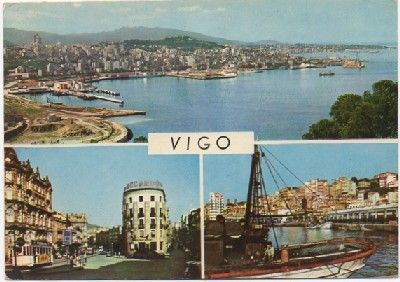 POSTAL DE PONTEVEDRA. VIGO. TRES VISTAS