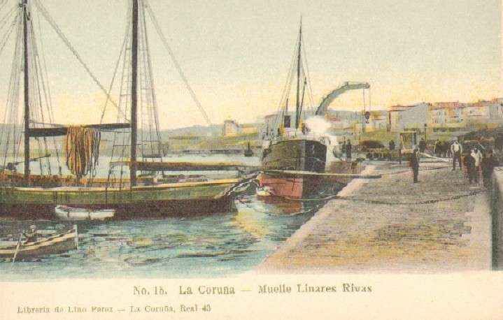 POSTAL ANTIGUA DE LA CORUÑA. Nº 15. MUELLE LINARES RIVAS.