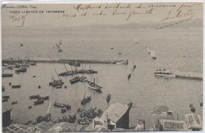 POSTAL ANTIGUA DE VIGO: LLEGADA DE TRAINERAS