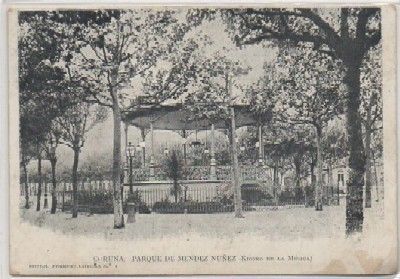 POSTAL ANTIGUA DE LA CORUÑA: PARQUE DE MENDEZ NUÑEZ. KIOSCO DE LA MUSICA