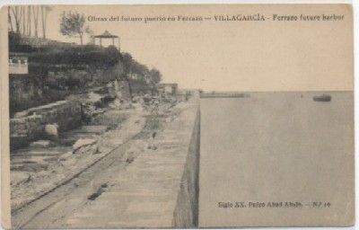 POSTAL ANTIGUA DE PONTEVEDRA. VILLAGARCIA. OBRAS DEL PUERTO FERRAZO