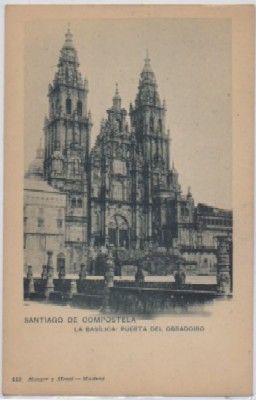 POSTAL ANTIGUA DE SANTIAGO. LA BASILICA. PUERTA DEL OBRADOIRO