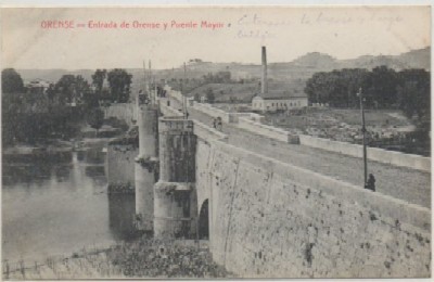 POSTAL ANTIGUA DE ORENSE. ENTRADA DE ORENSE Y PUENTE MAYOR