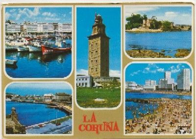 POSTAL DE LA CORUÑA. CINCO VISTAS
