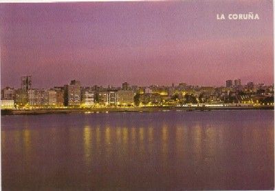 POSTAL DE LA CORUÑA. VISTA GENERAL NOCTURNA