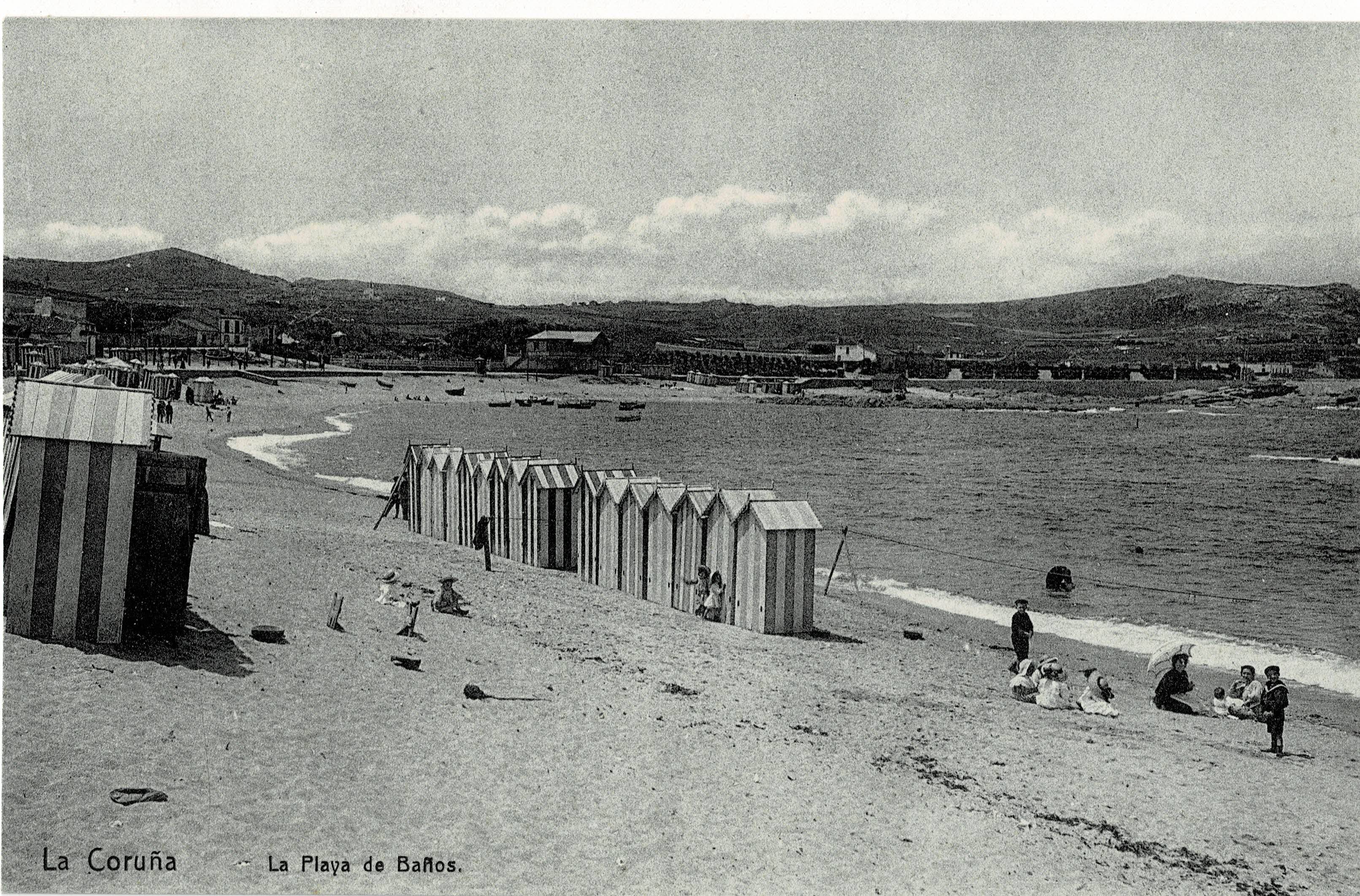POSTAL DE LA CORUÑA. LA PLAYA DE BAÑOS