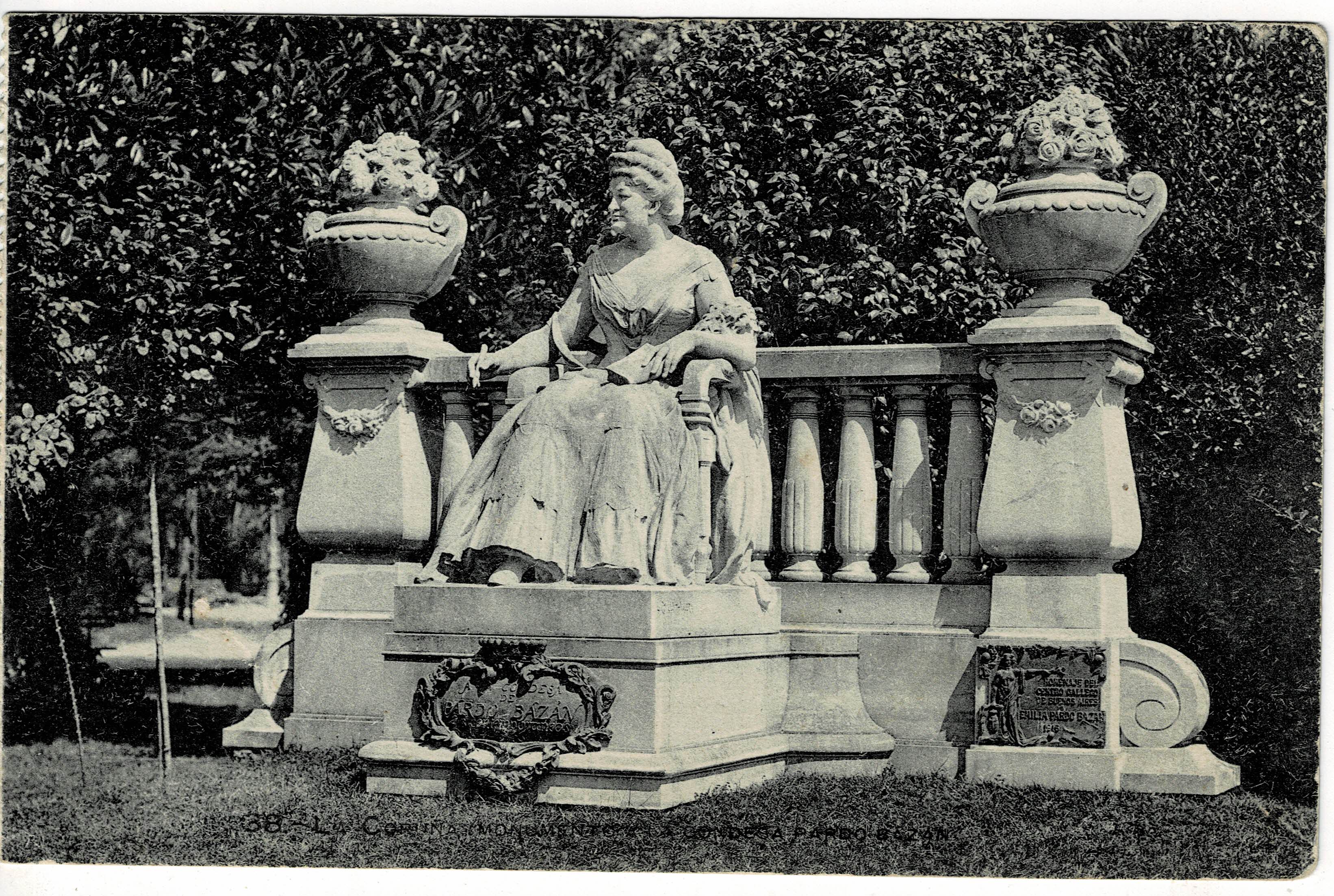 POSTAL DE LA CORUÑA. MONUMENTO A LA CONDESA PARDO BAZAN.