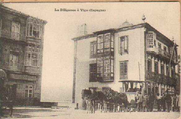 POSTAL ANTIGUA DE LA DILIGENCE A VIGO. ESPAGNE.