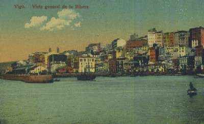 POSTAL ANTIGUA DE GALICIA VIGO VISTA GENERAL DE LA RIBERA ( PONTEVEDRA )