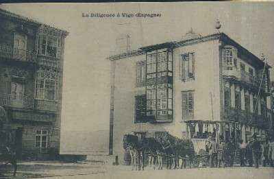 POSTAL ANTIGUA DE GALICIA LA DILIGENCE A VIGO ESPAGNE PONTEVEDRA