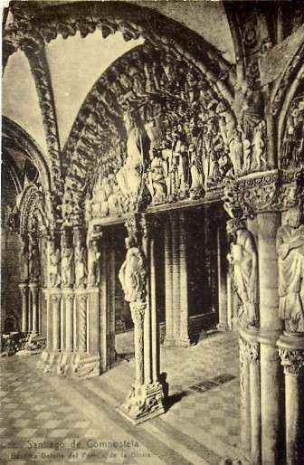 POSTAL DE SANTIAGO DE COMPOSTELA - BASILICA DETALLE DEL PORTICO DE LA GLORIA