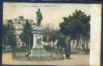 POSTAL ANTIGUA DE VIGO - JARDIN Y ESTATUA DE MENDEZ-NUÑEZ