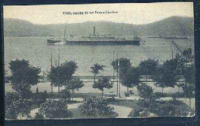 POSTAL ANTIGUA DE VIGO - SALIDA DE UN TRASATLANTICO