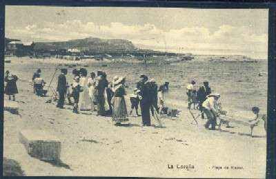POSTAL ANTIGUA DE LA CORUÑA - PLAYA DE RIAZOR