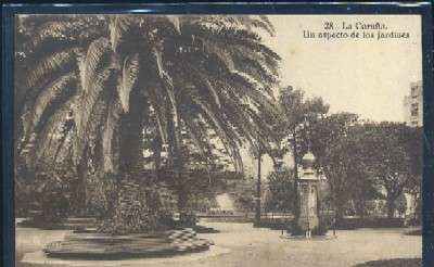 POSTAL ANTIGUA DE LA CORUÑA - UN ASPECTO DE LOS JARDINES Nº 28