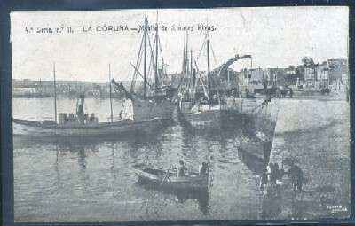 POSTAL ANTIGUA DE LA CORUÑA 4ª SERIE Nº 11 MUELLE DE LINARES RIVAS