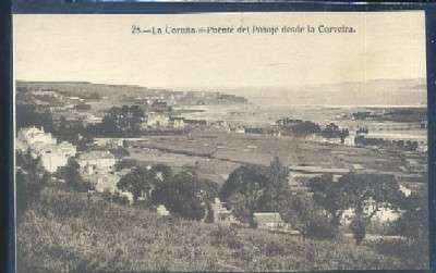 POSTAL ANTIGUA DE LA CORUÑA Nº 25 PUENTE DEL PASAJE DESDE LA CORVEIRA