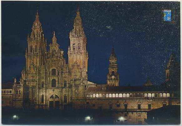 POSTAL DE SANTIAGO DE COMPOSTELA - CATEDRAL. PLAZA DEL OBRADOIRO NOCTURNA Nº 50