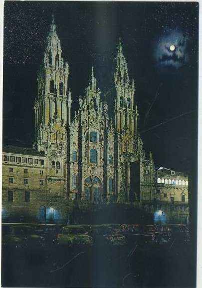 POSTAL DE SANTIAGO DE COMPOSTELA - CATEDRAL. ASPECTO NOCTURNO Nº 54