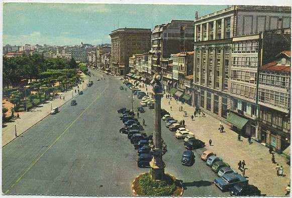 POSTAL DE LA CORUÑA. OBELISCO Y AVENIDA DE LOS CANTONES Nº495