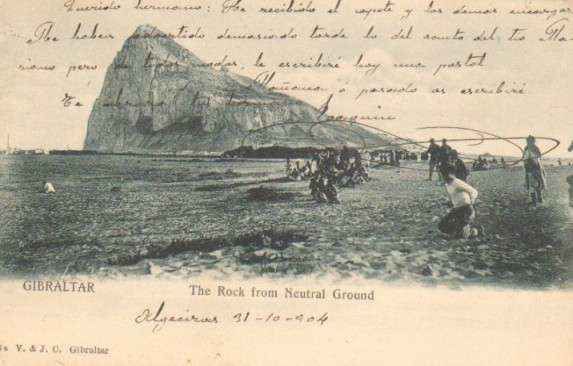 POSTAL ANTIGUA DE GIBRALTAR. THE ROCK FROM NEUTRAL GROUND
