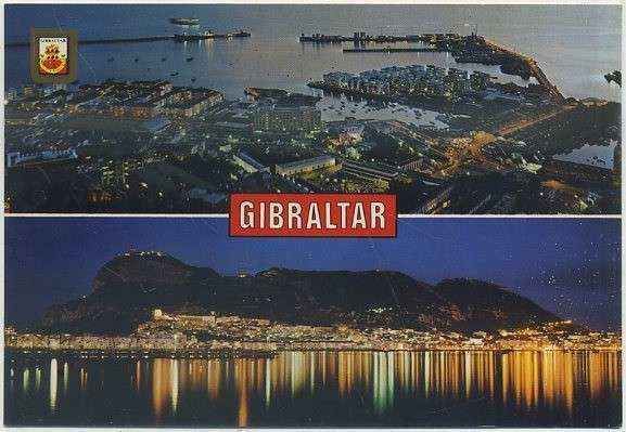 POSTAL DE GIBRALTAR. VISTA NOCTURMA DEL PEÑON Nº 45