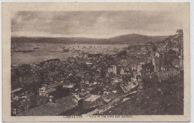 POSTAL ANTIGUA DE GIBRALTAR. VIEW OF THE LOW AND HARBOUR