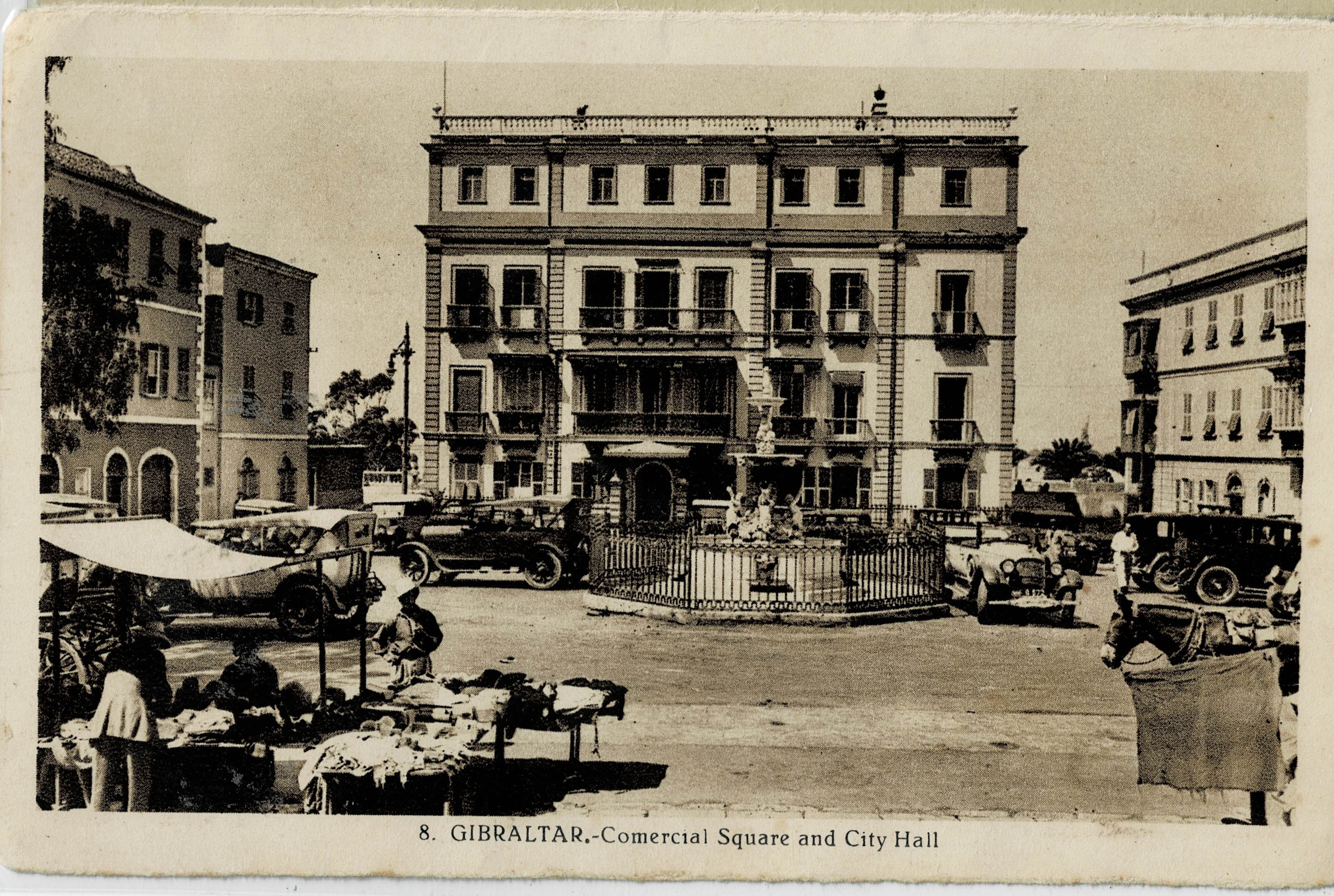 POSTAL ANTIGUA DE GIBRALTAR. COMERCIAL SQUARE AND CITY HALL
