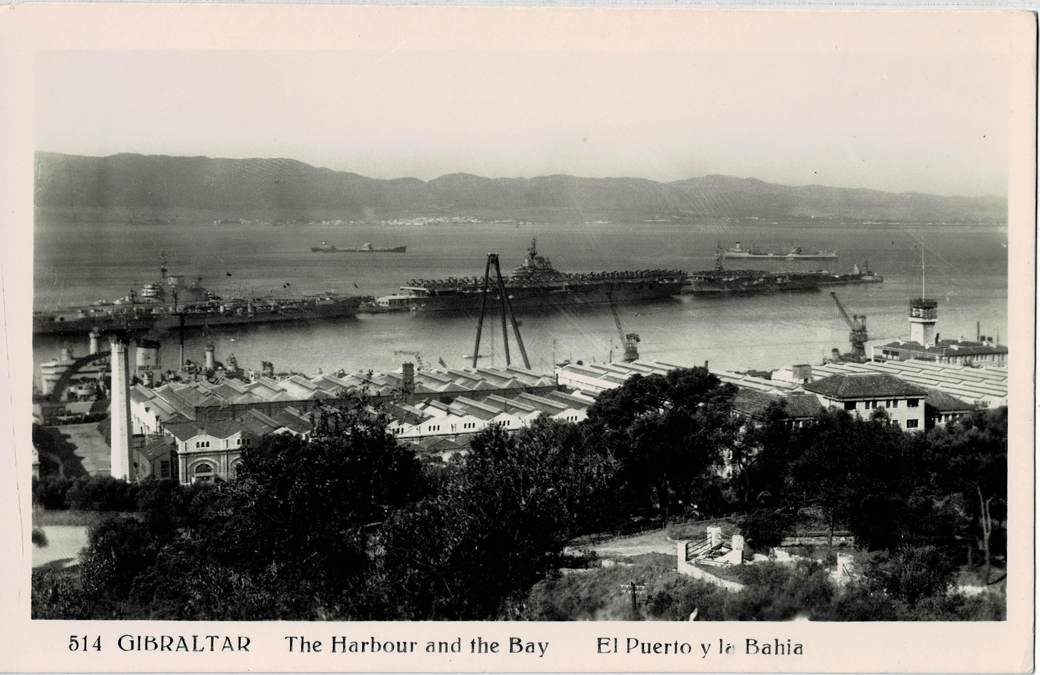 POSTAL ANTIGUA DE GIBRALTAR. EL PUERTO Y LA BAHIA