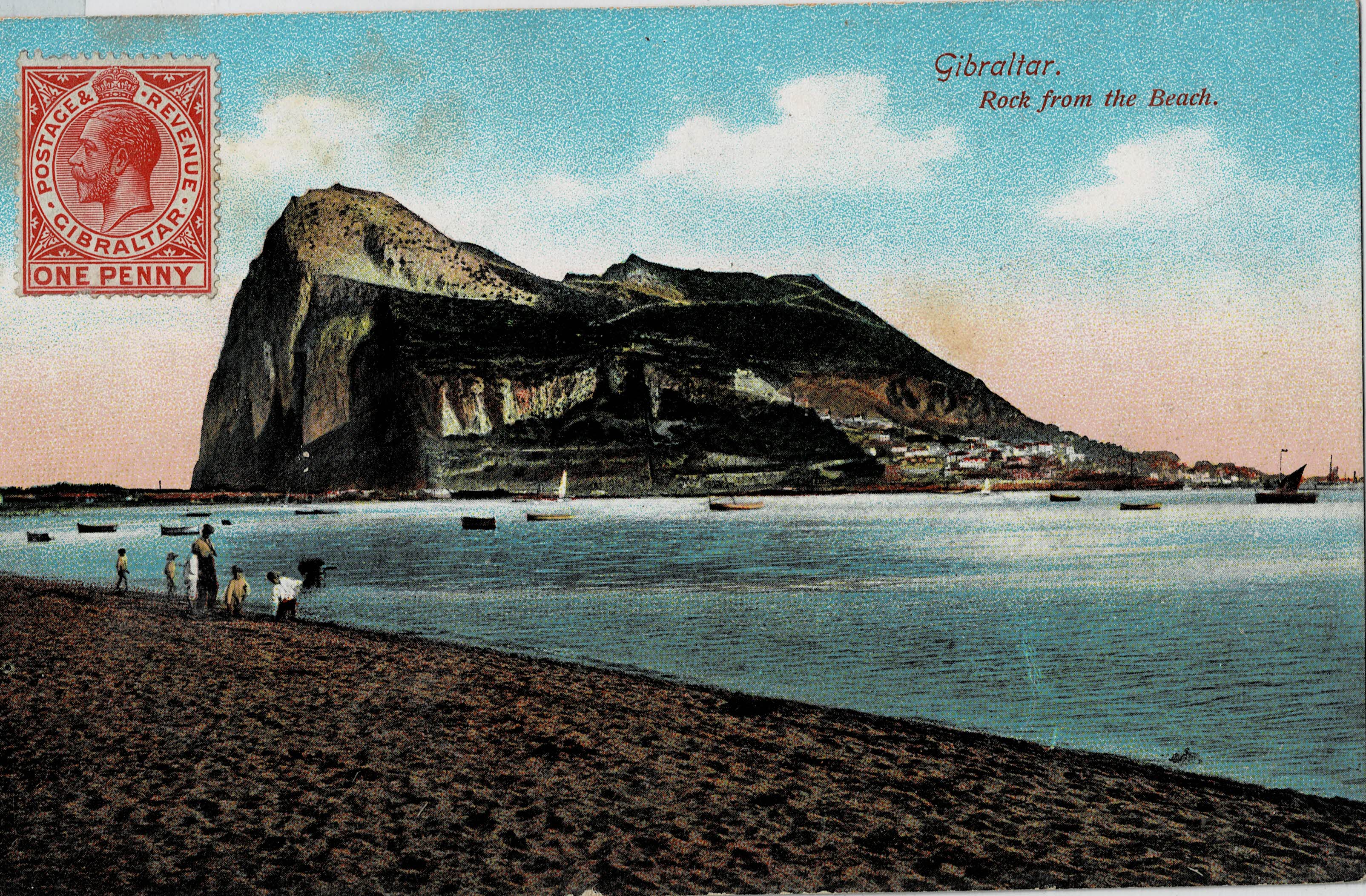 POSTAL ANTIGUA DE GIBRALTAR. ROCK FROM THE BEACH