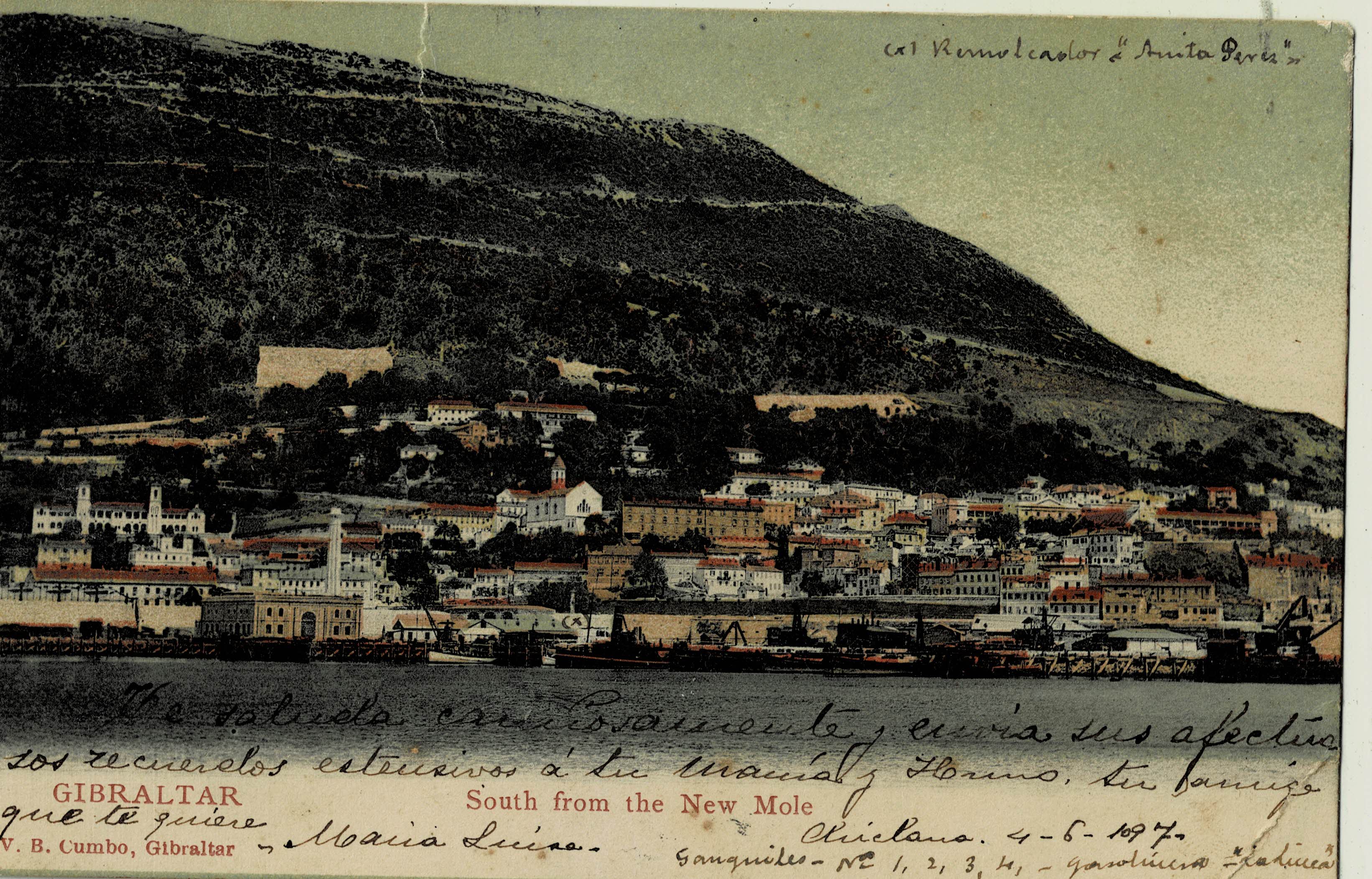 POSTAL ANTIGUA DE GIBRALTAR. SOUTH FROM THE NEW MOLE