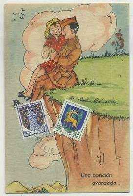 POSTAL ANTIGUA DE HUMOR. UNA POSICION AVANZADA