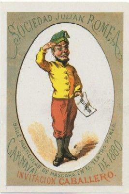 POSTAL DE HUMOR. REPRODUCCION. 1º BAILE DE MASCARAS. TEATRO ROMEA. CARNAVAL 1880