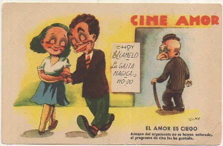 POSTAL DE HUMOR. EL AMOR ES CIEGO