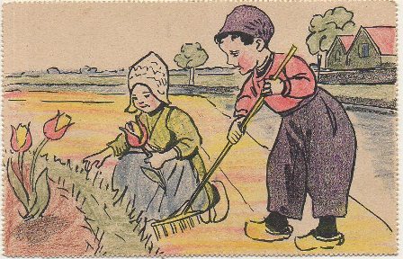 POSTAL DE HUMOR. NIÑO BARRIENDO