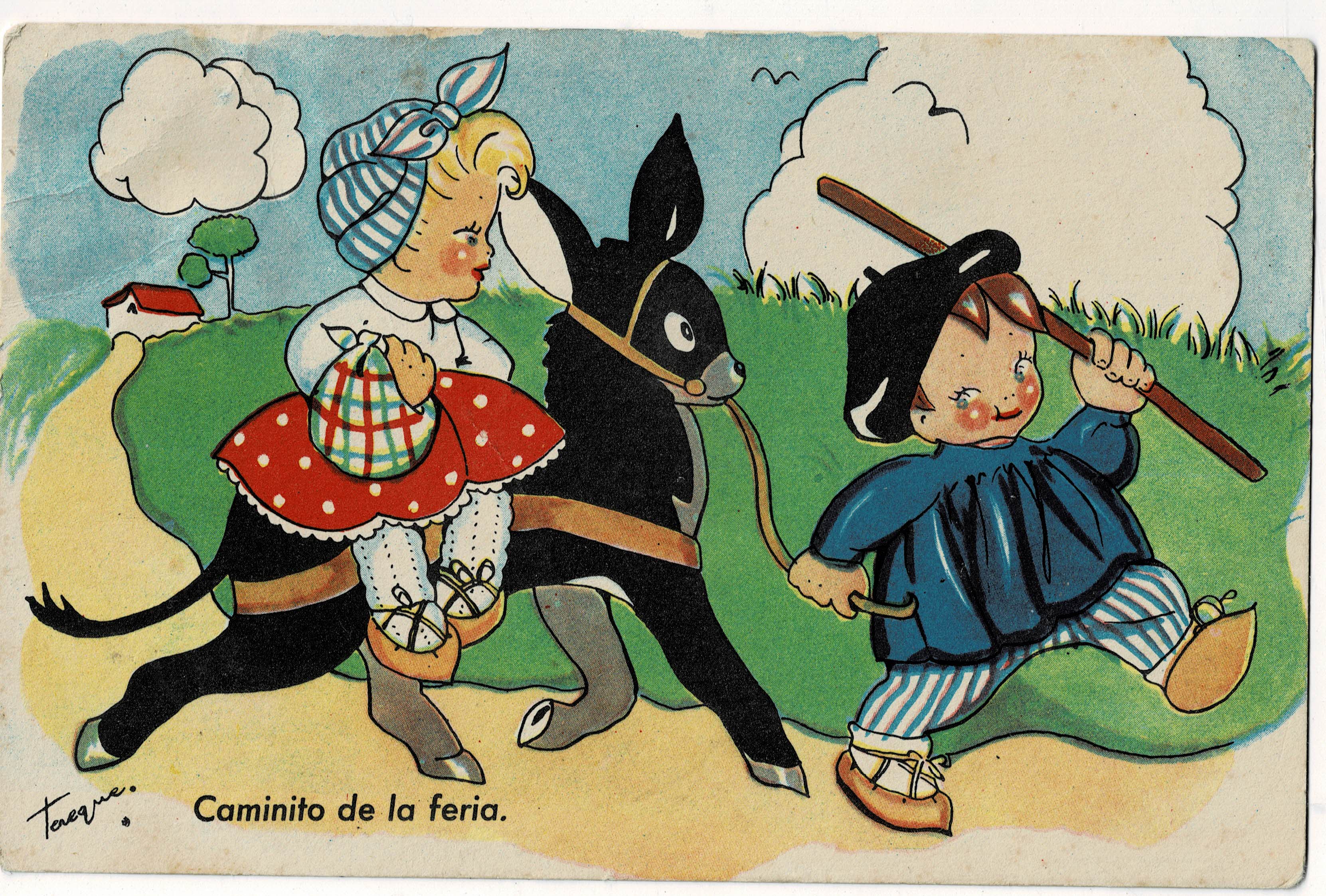 POSTAL DE HUMOR. CAMINITO DE LA FERIA.