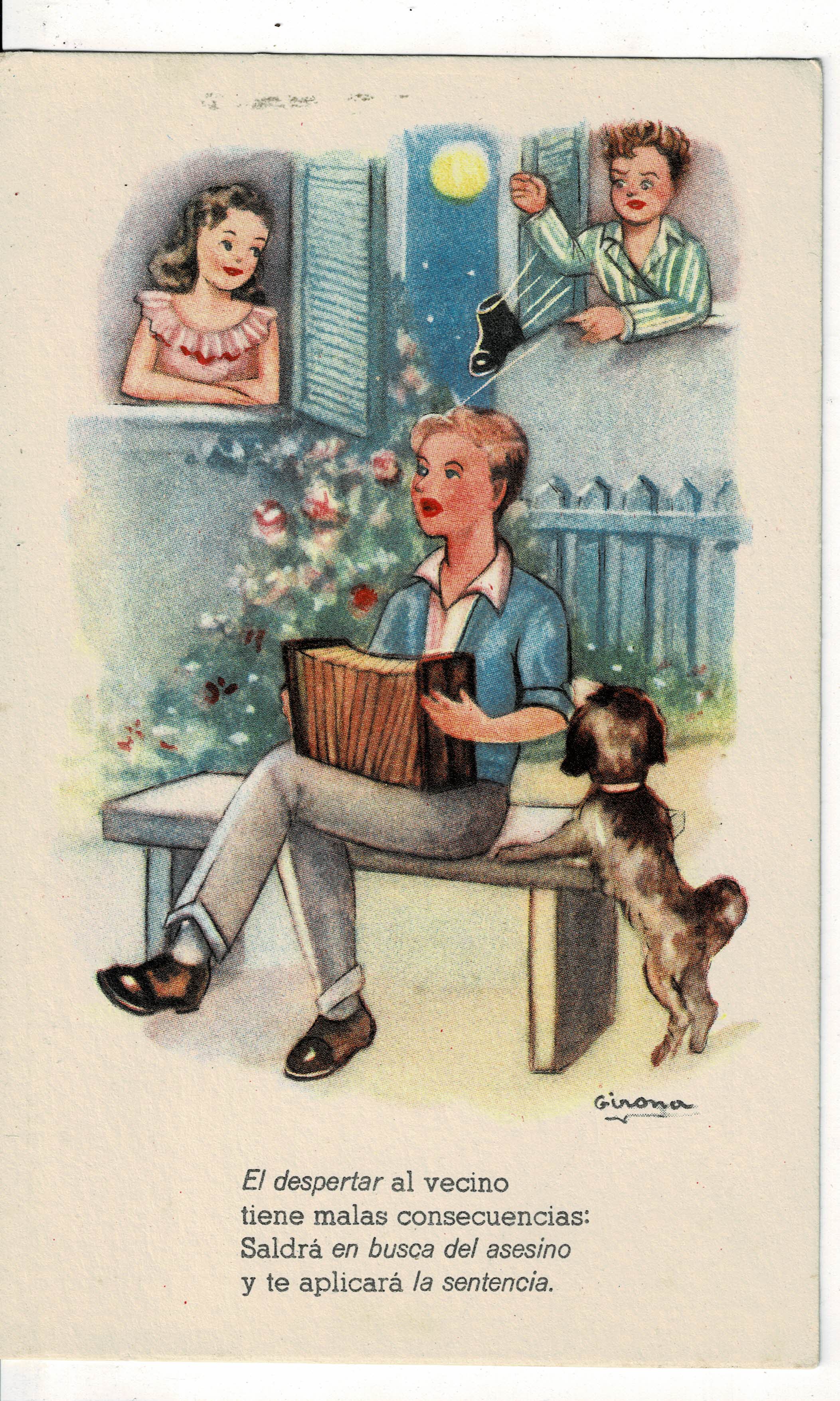 POSTAL DE HUMOR. DESPERTAR AL VECINO…