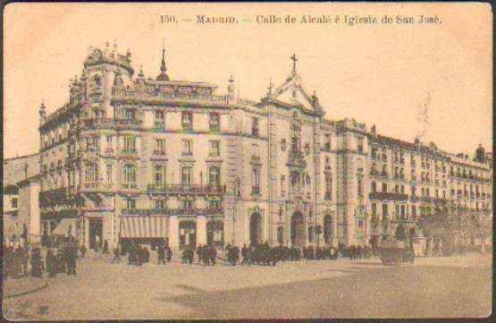 POSTAL ANTIGUA DE MADRID. CALLE DE ALCALA E IGLESIA DE SAN JOSE.