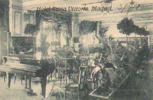 POSTAL ANTIGUA DE MADRID. HOTEL REINA VICTORIA. JARDIN DE INVIERNO.