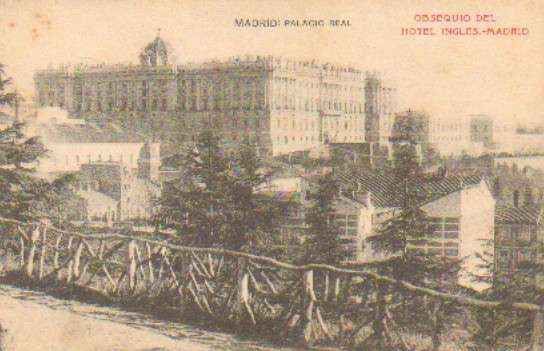 POSTAL ANTIGUA DE MADRID. PALACIO REAL. PUBLICITADA POR HOTEL INGLES.