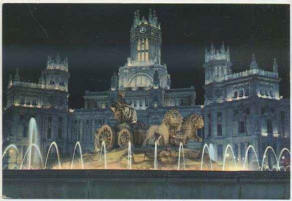 POSTAL DE MADRID. ASPECTO NOCTURNO FUENTE DE LAS CIBELES Nº 79