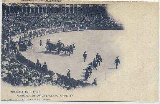 POSTAL ANTIGUA MADRID (REPRODUCCION): CARROZA DE UN CABALLERO EN LA PLAZA