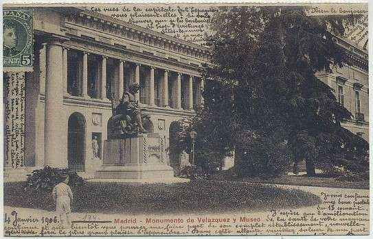 POSTAL ANTIGUA MADRID (REPRODUCCION): MONUMENTO DE VELAZQUEZ Y MUSEO