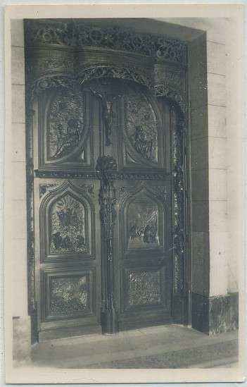 POSTAL DE MADRID: IGLESIA DE SAN FRANCISCO. PUERTA CENTRAL