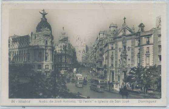 POSTAL DE MADRID: AVDA. JOSE ANTONIO. EL FENIX. IGLESIA DE SAN JOSE Nº 54