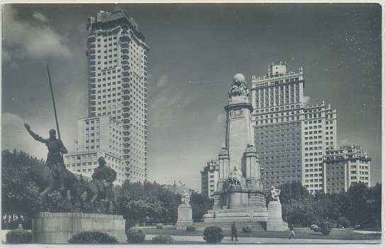 POSTAL DE MADRID: PLAZA DE ESPAÑA. MONUMENTO A CERVANTES Nº 64